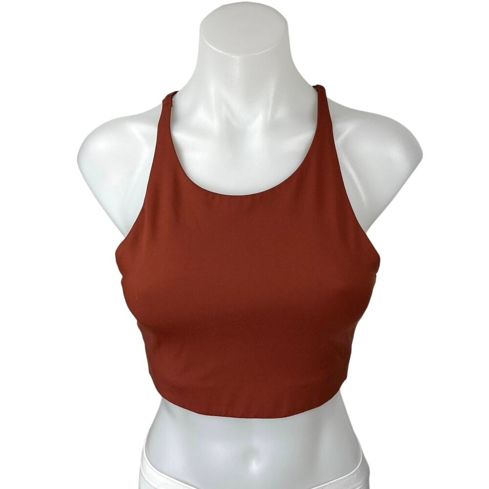 Girlfriend Collective Women's Brown Sleeveless Cami Camisole Crop Tank Top Sz S